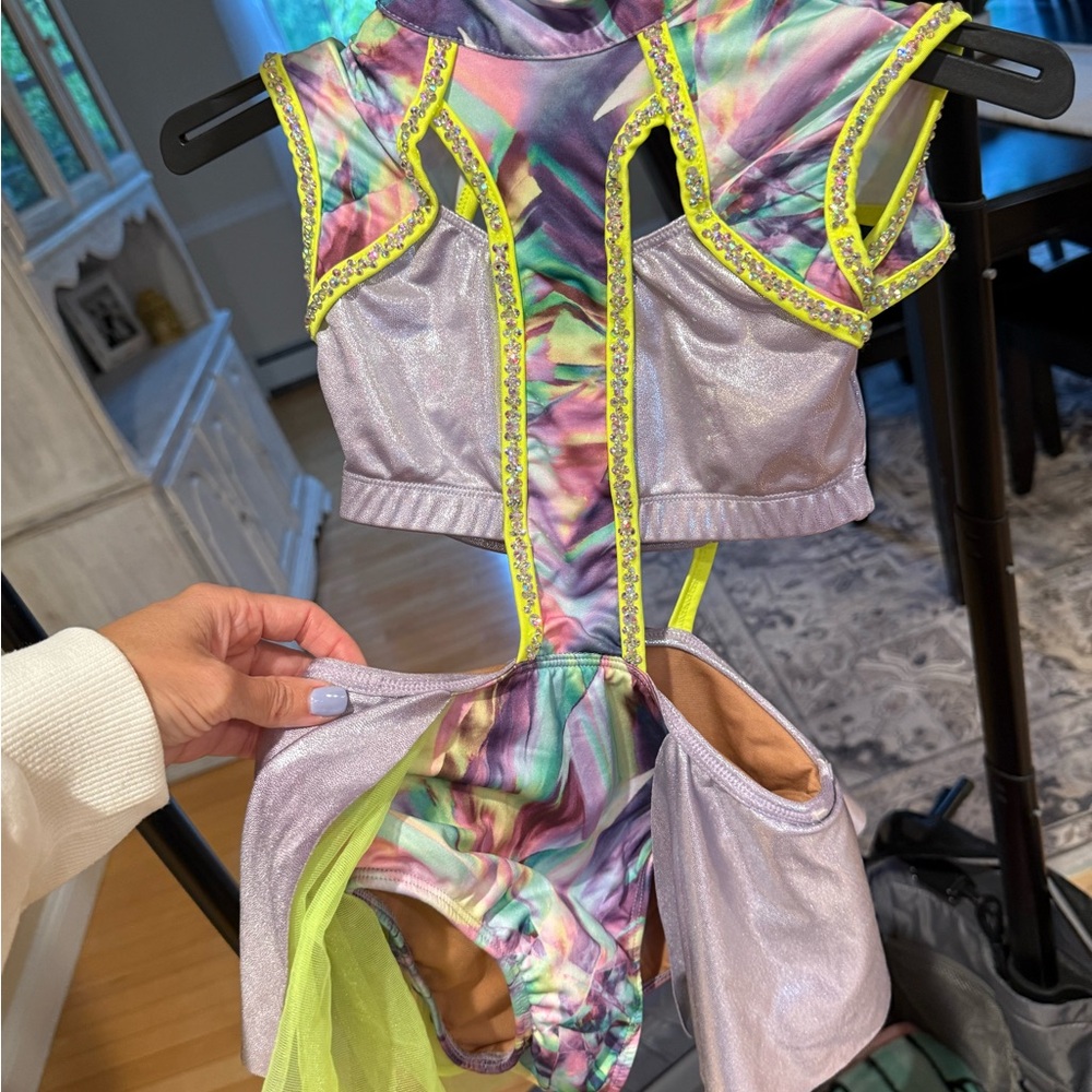 Revolution purple Silver and Neon Dance Costume